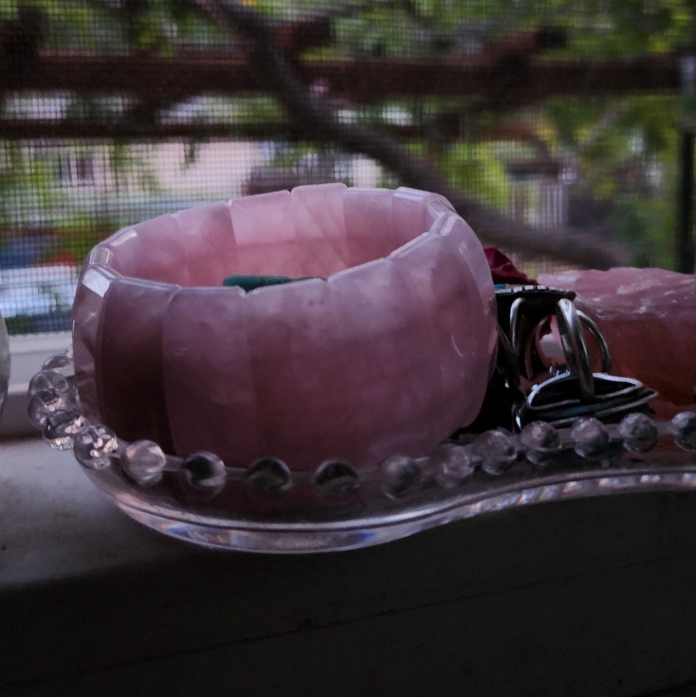 Chunky Rose Quartz Crystal Stone Bracelet